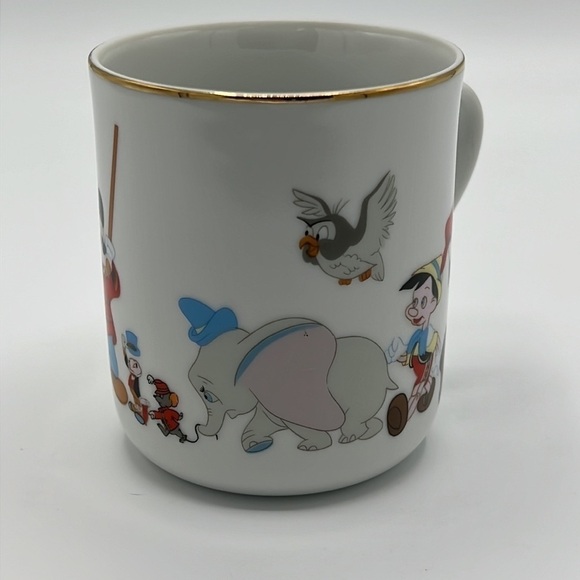 WALT DISNEY WORLD MICKEY MOUSE CHARACTER PARADE VINTAGE GOLD RIMMED MUG - Picture 2 of 7